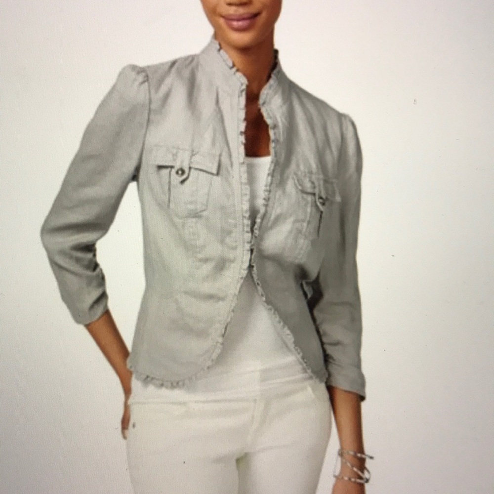 Linen Ruffle trim bolero jacket